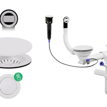 Sifon Save Space + Easy Clean, cuvă simplă, automat cu mască, preaplin rotund