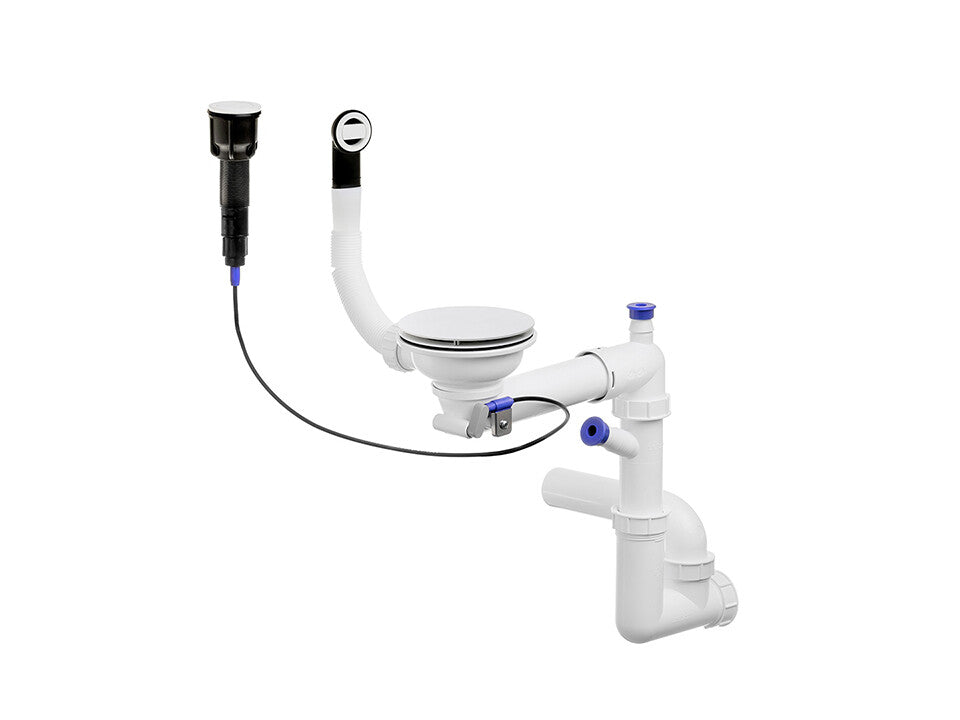 Sifon Save Space + Easy Clean, cuvă simplă, automat cu mască, preaplin rotund