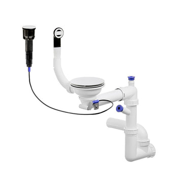 Sifon Save Space + Easy Clean, cuvă simplă, automat cu mască, preaplin rotund