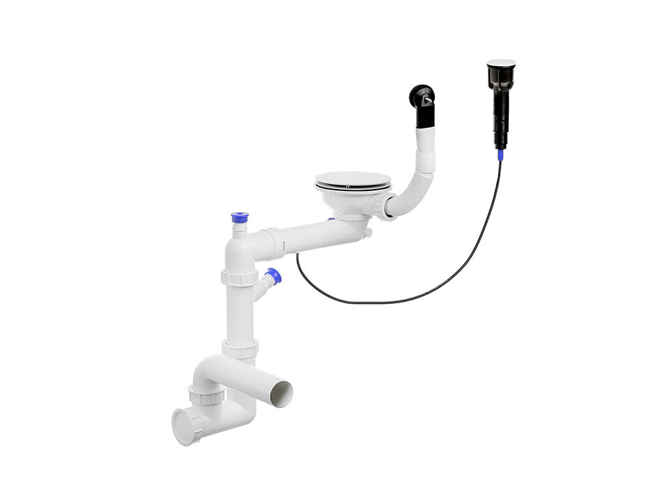 Sifon Save Space + Easy Clean, cuvă simplă, automat cu mască, preaplin rotund