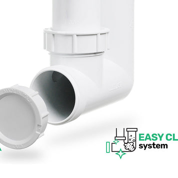 Sifon Save Space + Easy Clean pentru chiuvetă cu o cuvă – dop automat, preaplin dreptunghiular