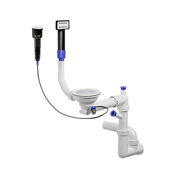 Sifon Save Space + Easy Clean pentru chiuvetă cu o cuvă – dop automat, preaplin dreptunghiular