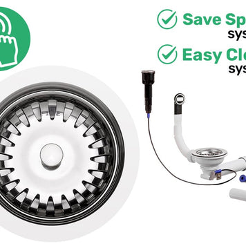 Sifon Save Space + Easy Clean automat, 1 cuvă, preaplin rotund – pentru chiuvete sub blat