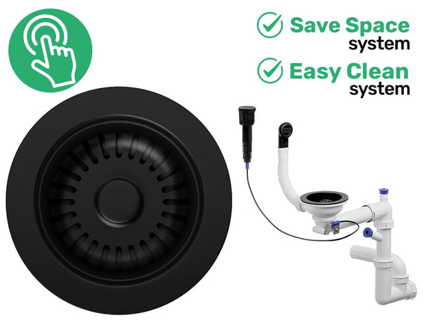 Sifon Save Space + Easy Clean automat, 1 cuvă, preaplin rotund – pentru chiuvete sub blat