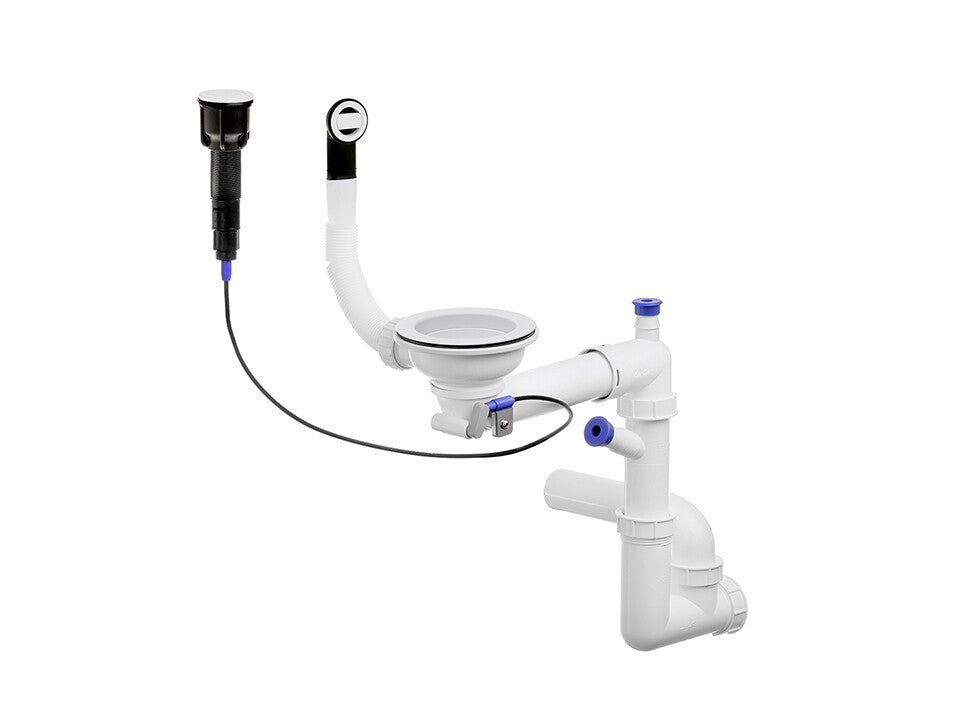 Sifon Save Space + Easy Clean automat, 1 cuvă, preaplin rotund – pentru chiuvete sub blat