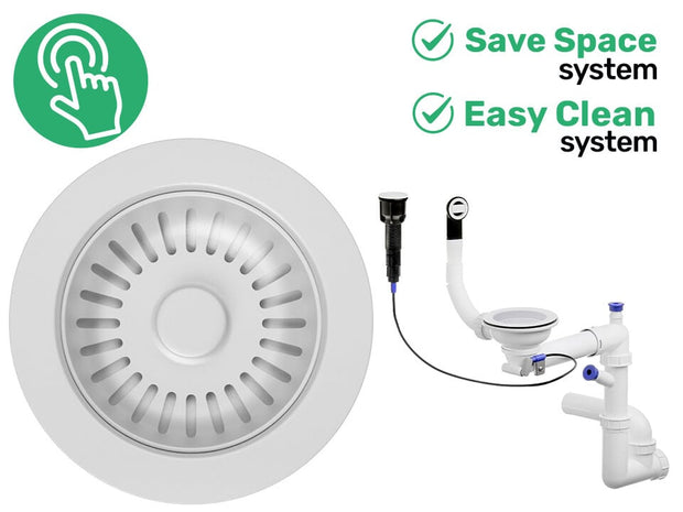 Sifon Save Space + Easy Clean automat, 1 cuvă, preaplin rotund – pentru chiuvete sub blat