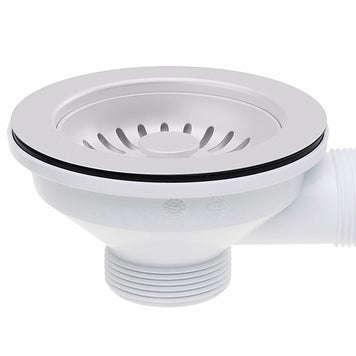 Sifon compact pentru chiuvetă cu o cuvă – Save Space + Easy Clean, preaplin dreptunghiular, dop automat