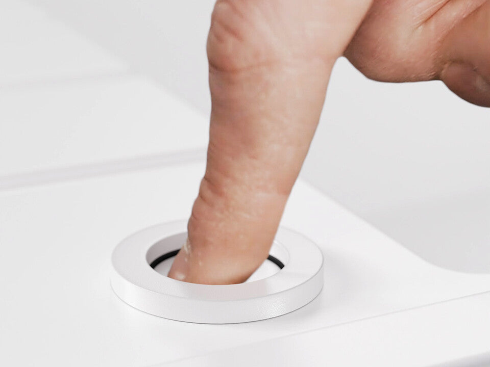 Sifon compact pentru chiuvetă cu o cuvă – Save Space + Easy Clean, preaplin dreptunghiular, dop automat