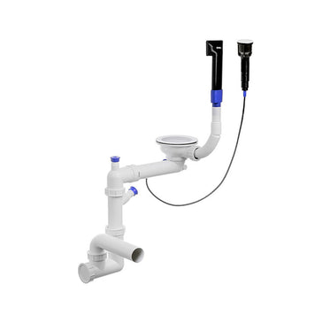 Sifon compact pentru chiuvetă cu o cuvă – Save Space + Easy Clean, preaplin dreptunghiular, dop automat