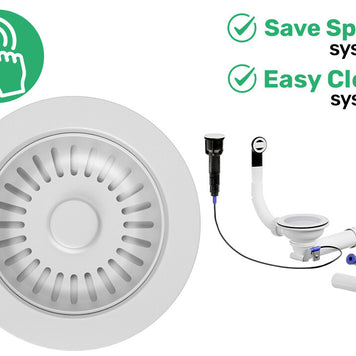 Sifon Save Space + Easy Clean pentru chiuvetă cu o cuvă — automat, preaplin rotund