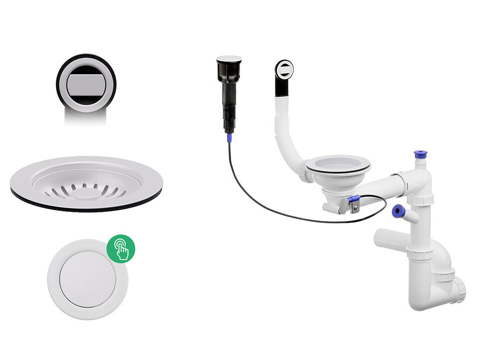 Sifon Save Space + Easy Clean pentru chiuvetă cu o cuvă — automat, preaplin rotund