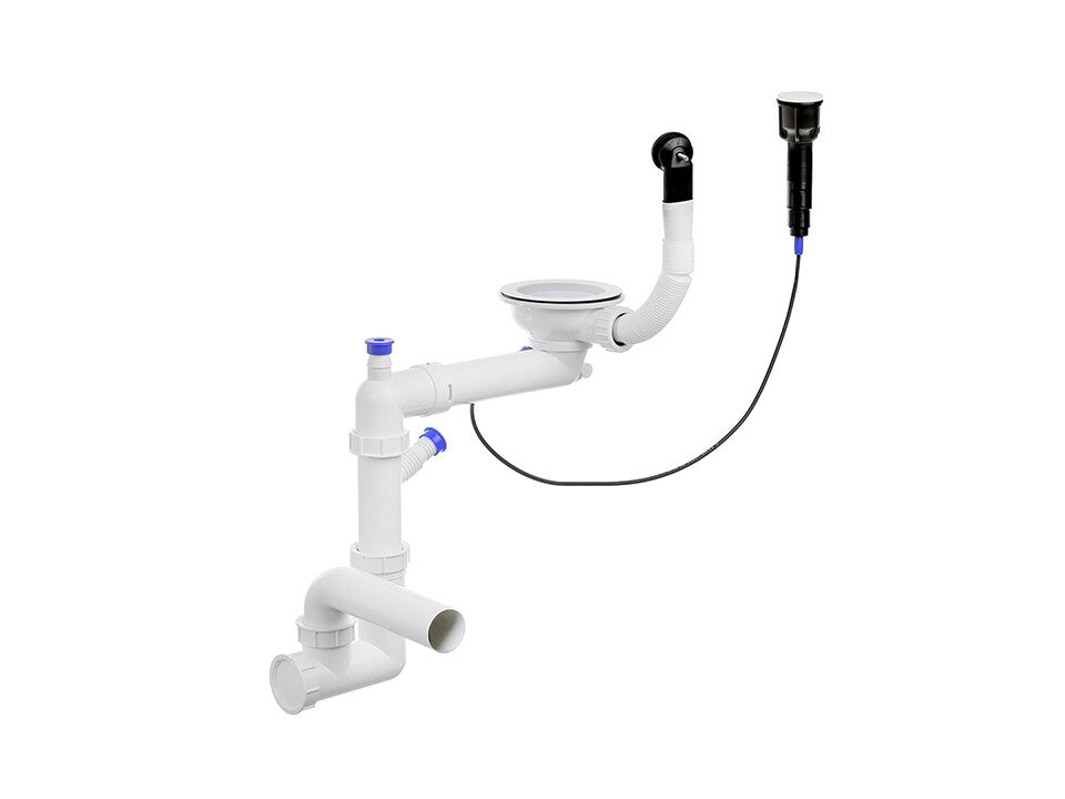 Sifon Save Space + Easy Clean pentru chiuvetă cu o cuvă — automat, preaplin rotund