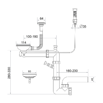 Sifon Save Space + Easy Clean cuva simplă automat - preaplin vertical