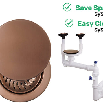 Sifon Save Space + Easy Clean, cuvă simplă, manual cu mască, două preaplinuri verticale