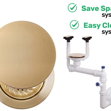 Sifon Save Space + Easy Clean, cuvă simplă, manual cu mască, două preaplinuri verticale