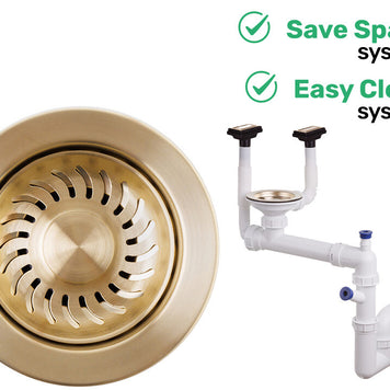 Sifon Save Space + Easy Clean, cuvă simplă, manual, cu două preaplinuri, preaplin vertical