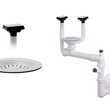 Sifon Save Space + Easy Clean, cuvă simplă, manual, cu două preaplinuri, preaplin vertical