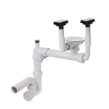 Sifon Save Space + Easy Clean, cuvă simplă, manual, cu două preaplinuri, preaplin vertical