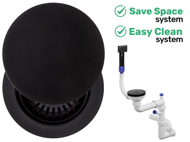 Sifon Save Space + Easy Clean pentru chiuvetă cu o cuvă — manual, cu mască, preaplin vertical