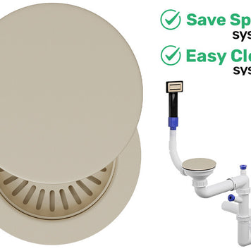 Sifon Save Space + Easy Clean pentru chiuvetă cu o cuvă — manual, cu mască, pentru chiuvete sub blat, preaplin dreptunghiular
