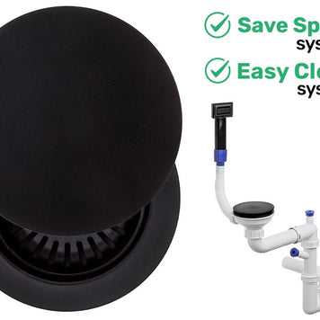 Sifon Save Space + Easy Clean pentru chiuvetă cu o cuvă — manual, cu mască, preaplin dreptunghiular