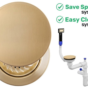 Sifon Save Space + Easy Clean pentru chiuvetă cu o cuvă — manual, cu mască, preaplin dreptunghiular