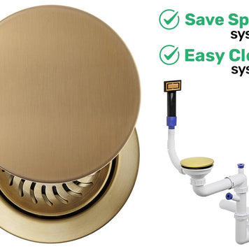 Sifon Save Space + Easy Clean pentru chiuvetă cu o cuvă — manual, cu mască, preaplin dreptunghiular