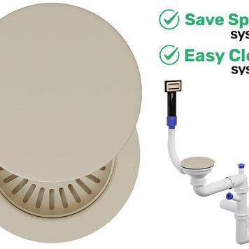 Sifon Save Space + Easy Clean pentru chiuvetă cu o cuvă — manual, cu mască, preaplin dreptunghiular