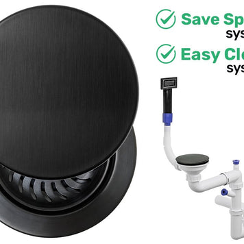 Sifon Save Space + Easy Clean pentru chiuvetă cu o cuvă — manual, cu mască, preaplin dreptunghiular