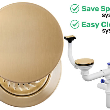 Sifon Save Space + Easy Clean, cuvă simplă, cu mască, preaplin vertical, dop manual