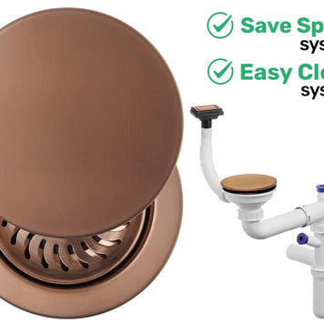 Sifon Save Space + Easy Clean, cuvă simplă, cu mască, preaplin vertical, dop manual