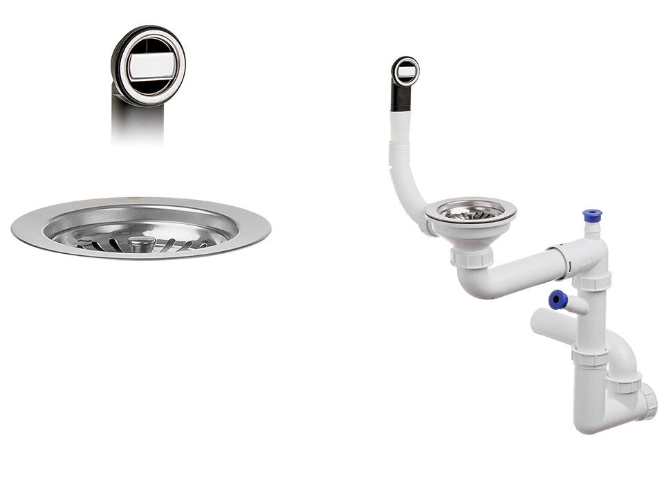 Sifon Save Space + Easy Clean pentru chiuvete sub blat și pe blat Slim cu 1 cuvă – preaplin rotund