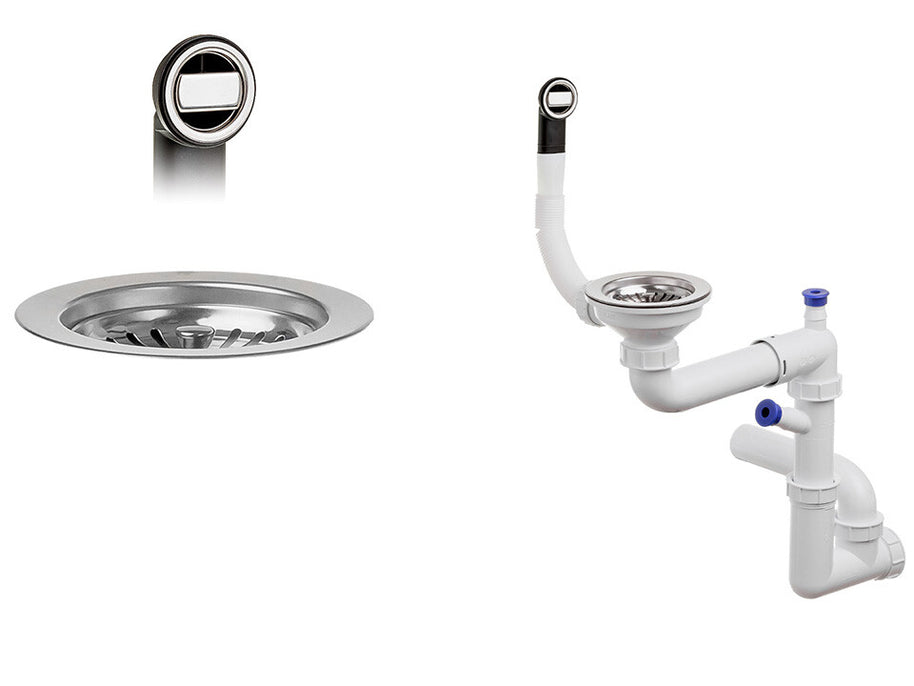 Sifon Save Space + Easy Clean pentru chiuvete sub blat și pe blat Slim cu 1 cuvă – preaplin rotund