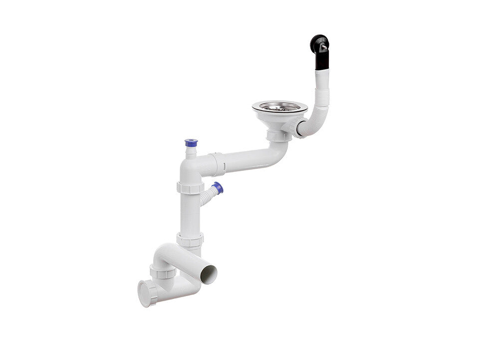 Sifon Save Space + Easy Clean pentru chiuvete sub blat și pe blat Slim cu 1 cuvă – preaplin rotund
