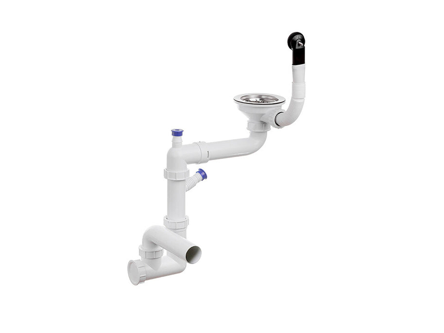 Sifon Save Space + Easy Clean pentru chiuvete sub blat și pe blat Slim cu 1 cuvă – preaplin rotund