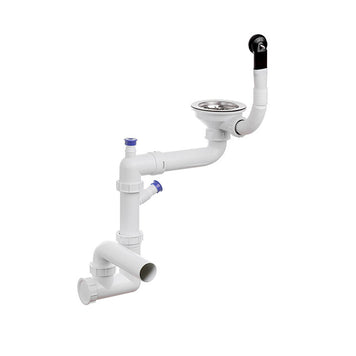 Sifon Save Space + Easy Clean pentru chiuvete sub blat și pe blat Slim cu 1 cuvă – preaplin rotund