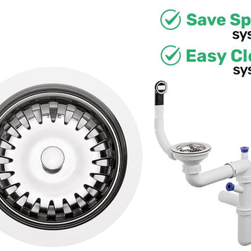 Sifon Save Space + Easy Clean pentru chiuvete sub blat, cu o cuvă – preaplin rotund, dop manual