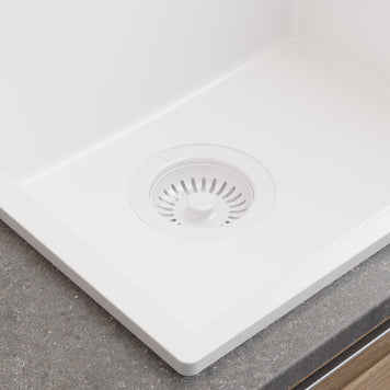 Sifon Save Space + Easy Clean pentru chiuvete sub blat, cu o cuvă – preaplin rotund, dop manual