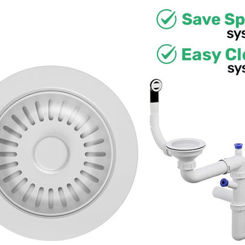 Sifon Save Space + Easy Clean, o cuvă, preaplin vertical, dop manual