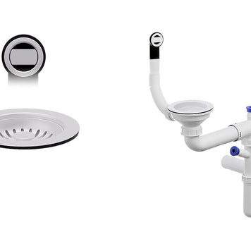 Sifon Save Space + Easy Clean pentru chiuvete sub blat, cu o cuvă – preaplin rotund, dop manual