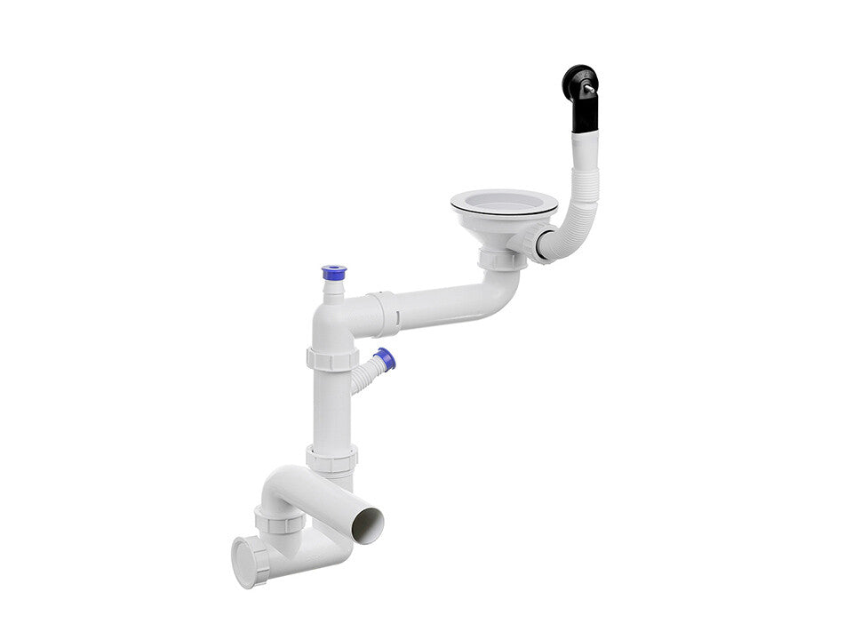 Sifon Save Space + Easy Clean pentru chiuvete sub blat, cu o cuvă – preaplin rotund, dop manual