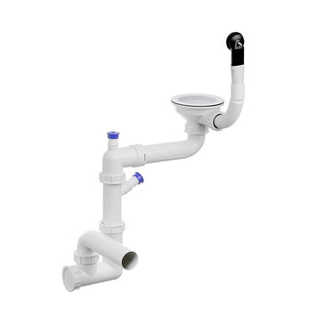 Sifon Save Space + Easy Clean pentru chiuvete sub blat, cu o cuvă – preaplin rotund, dop manual