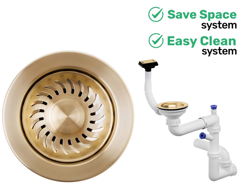 Sifon Save Space + Easy Clean, o cuvă, preaplin vertical, dop manual