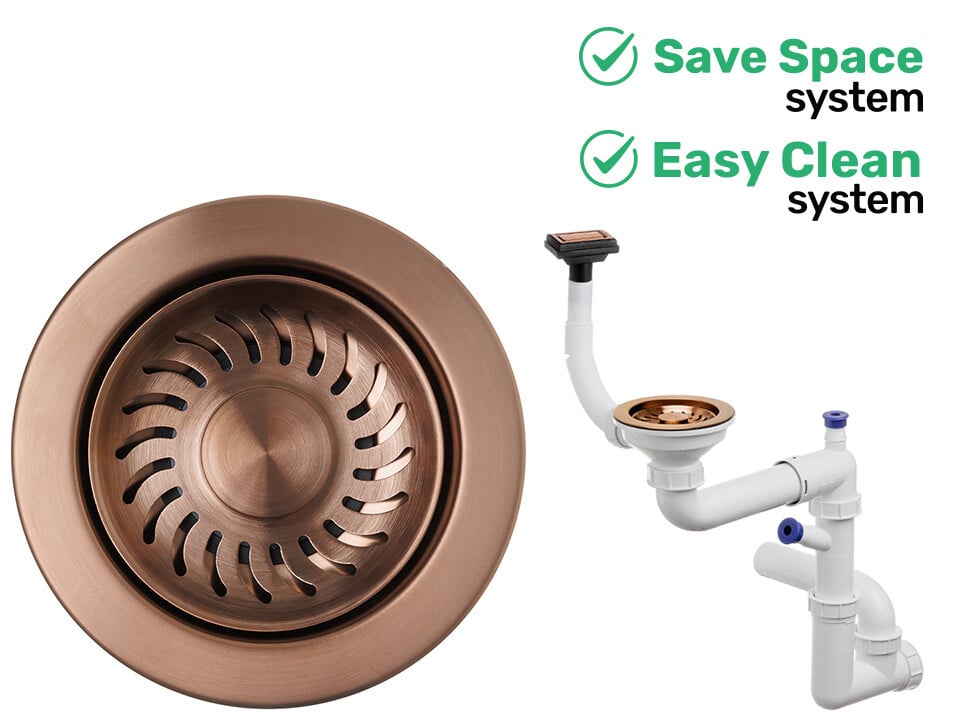 Sifon Save Space + Easy Clean, o cuvă, preaplin vertical, dop manual