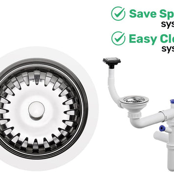 Sifon Save Space + Easy Clean, o cuvă, preaplin vertical, dop manual