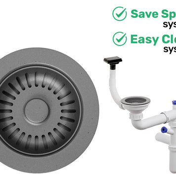 Sifon Save Space + Easy Clean, o cuvă, preaplin vertical, dop manual