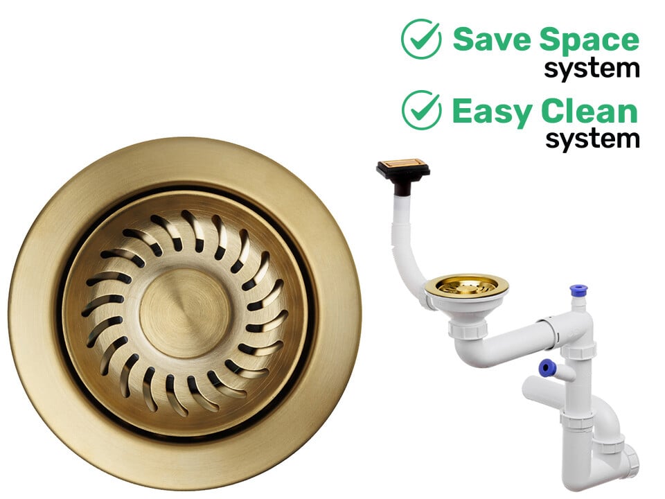 Sifon Save Space + Easy Clean, o cuvă, preaplin vertical, dop manual