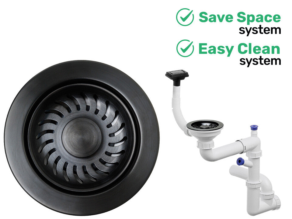 Sifon Save Space + Easy Clean, o cuvă, preaplin vertical, dop manual