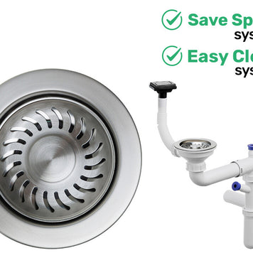 Sifon Save Space + Easy Clean, o cuvă, preaplin vertical, dop manual