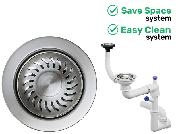 Sifon Save Space + Easy Clean, o cuvă, preaplin vertical, dop manual